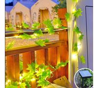 XRR Guirnalda Solar Exterior 10M 100LED Hoja de Arce 8 Modos Interior/Exterior, Impermeable Con Cuerdas de Luces Para Navidad, Decoración de Bodas