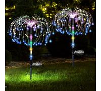 XRR Lámpara Solar Exterior para Jardín, 120Led Luces Solares de Fuegos Artificiales con tubo transparente 2 modos Solar Luces Hadas Starburst Impermeables para Jardín de camino de patio(multicolor)