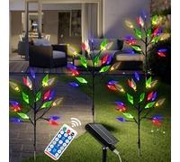 XRR Luces Solares para Exteriores, Paquete de 4, 16 LED, En Forma de Flor, Multicolor, Resistente al Agua IP65, 1600 Lúmenes, 32 x 11 x 6 cm, Luz de Jardín, Luces para Exteriores, Luz Solar