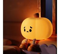 XRR luz nocturna infantil, Kawaii Luz Nocturna Halloween Calabaza Táctil Dimmable Lámpara Mesita de Noche Bebé, Silicona Luz Quitamiedos Infantil para Niñas y Niños Halloween Navidad
