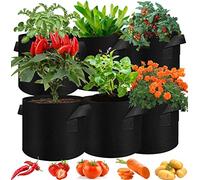 XRR Sacos para Plantas, 6 Piezas 20L de Tela no Tejida con Asas Bolsa de Cultivo de Plantas para Papa, Zanahoria, Tomate y Cebolla (5 Galones Negro)
