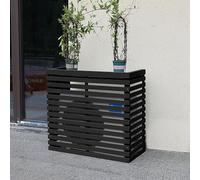 XRRJFYH Rejilla Cubre Aire Acondicionado Exterior, Funda para Aire Acondicionado Exterior Madera, Funda Aire Acondicionado Exterior, Soporte para Plantas, con Cubierta Superior (Color : Black, Size