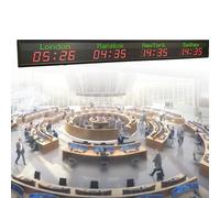 XRSMOU Reloj De Zonas Horarias del Mundo, Reloj De Tiempo Mundial De 4 Ciudades, Ajuste De Brillo De 5 Niveles, para Empresas Multinacionales, Hoteles, Oficina