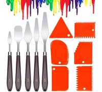 Xrten 11 Piezas Espatulas Pintura Acrilica Set, Cuchillos de Paleta de Acero Inoxidable, Raspador de Pintura al Óleo, Espatulas Pintura Mango Madera, para la Pintura de Arte Artesanal