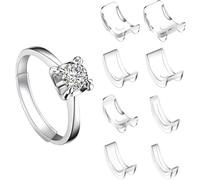 Xrten 16 Piezas Reductores de Tamaño de Anillo, Clip Reductor Anillo Invisible, Ajustadores de Anillos Transparente, para Anchos de Banda Diferentes de Mujeres y Hombres (8 Tamaños)