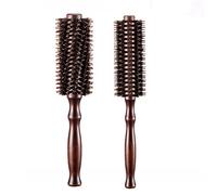 Xrten 2 Pcs Cepillos de Pelo Redondos Profesionales con cerdas de jabalí Naturales para Cabello, 2inch y 1.6inch