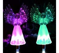 Xrten 2 pcs Luces Solares de Jardín, Luz de Estaca de Ángel, Luces Led Solares para Exteriores Decorativas, Iluminación Decorativa de Paisaje, para Cementerio, Decoración de Patio, Césped