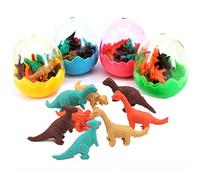 Xrten 24 Pcs huevos de dinosaurio con mini borrador de dinosaurio goma Juguete para regalo fiesta cumpleaños niños