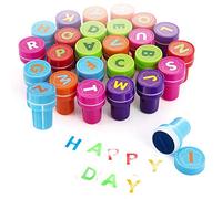Xrten 26 Piezas Sellos de Entintado de Alfabeto, sellos de letras para niños Infantiles regalo de cumpleaños