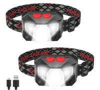 Xrten 2Pcs Linterna Frontal LED Recargable, Linterna de Cabeza Linterna Frontal Led Alta Potencia, Superbrillante con Luz Roja Blanca, Linterna Cabeza Ajustable IPX5 Impermeable para Acampar