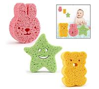 Xrten 3 Pcs Esponja de baño para bebé niños, Suave y cómodo Forma Animal