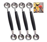 Xrten 4 Pcs Cucharadas de Helado de Acero Inoxidable, Bola de Melón de Doble Cara, Cuchara de Melón Cuchara de Helado Sandía