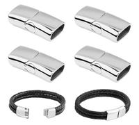 Xrten 4 Piezas Cierres para Pulseras Acero Inoxidable, Tapas de Extremo de Cordón para Collares, Broches Magnéticos para Pulseras, Hebilla de Pulsera de Cuerda, para Fabricación de Joyas