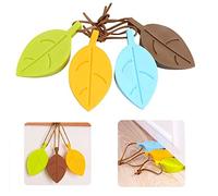 Xrten 4 piezas paradas cuña de puerta, decoración de silicona en forma de hoja de silicona con cordón para jardín de oficina en casa