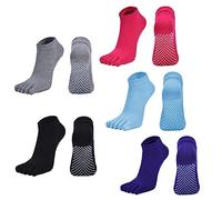 Xrten 5 Pares Calcetines Pilates Yoga, Calcetines Antideslizante de Yoga y Pilates, Calcetines Deportivos para Pilates Yoga Fitness Ballet Gimnasia