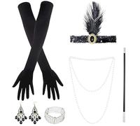 Xrten 6 Piezas 1920s Set de Accesorios Disfraz, Años 20 Fiesta Disfraz, Accesorios Disfraz de Charleston, para Fiestas Temáticas, Carnaval y Halloween