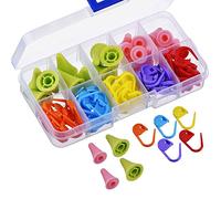 Xrten 60 Pcs Marcadores de Puntos de Bloqueo de Plástico y 2 Tamaños Tapones de Punto de Agujas de Tejer con Caja de Compartimento