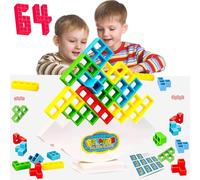 Xrten 64 Piezas Tetra Tower, Juego de Equilibrio, Juego Educativo Montessori, Juegos Apilables para Adultos o Niños 3+ Años
