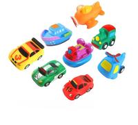 Xrten 8 Pcs Juguetes de Baño Fotante de Goma para Bebé Niños - Autos de Carreras, Barcos, Aviones y Tren