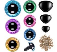 Xrten 90 Piezas 12-30 mm Ojos de Seguridad y Narices de Seguridad, Cromáticos Ojos de Seguridad para Amigurumi, Peluches Ojos de Peluche para Proyectos de DIY y Decoración
