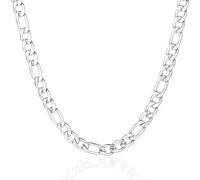 Xrten Cadena Cubana Plata, Collar de Eslabones, Collar de Hombre, Cadena Acero Inoxidable (4 mm/60 cm)