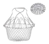 Xrten Cesta para Freír, Cestillo Freidora Acero Inoxidable, Cesta de Papas Fritas, Cesta de Comida Colador, Multiusos Cesta Vaporera Plegable para Freír, Cocinar, Colador, Herramientas Cocina