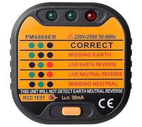 Xrten Comprobador de Enchufe, 220-250 V Comprobador de Toma Eléctrica, Probador de Enchufes con Pantalla LCD, para Prueba Principal, Firewire, la Toma de Tierra es Correcta