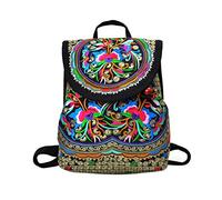 Xrten Mochila Étnica Mochila Mujer Casual Hippie Inca, Bolsa de Viaje Mochilas de Flores Étnicas y Floración de Mano de Casual