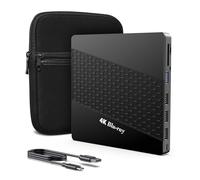 XRTFORE Unidad BLU Ray Externa 4K para PC, Reproductor BLU Ray portátil 4K UHD, Puerto SD/TF con Funda de Transporte, Reproductor BLU-Ray USB 3.0 HD, Unidad óptica Externa DVD+/-RW para MacBook Pro