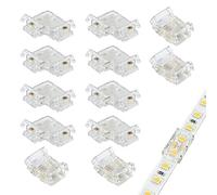 xruc 12 Piezas Conectores Tiras LED 4 Pines 10mm de Ancho, Conectores de Tira LED RGB 4 Pines 10mm, 8 UDS Conector en L y 4 UDS Recto, Adaptador 12V/24V Para Cintas RGB, Transparente y Sin Soldadura