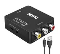 xruc Convertidor HDMI a RCA, Adaptador HDMI a AV, 1080P Mini Composite CVBS to Digital Monitor Converter con Cable USB, Soporte PAL/NTSC, para PlayStation 3/4, Reproductor BLU-Ray, Android TV Box