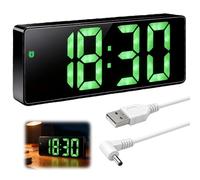 xruc Reloj Despertador Digital con Cable USB, LED Despertador Números Grande por USB o Pilas con Temperatura Fecha Brillo Ajustable, Reloj Digital Sobremesa 12 / 24H para Noche Oficina Salas de Estar