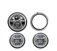 XRUKGUO Faro LED Para Motocicleta Faro Delantero LED E24 DOT 7 "para V-star Para Drag Star 650 1100 Para Road 1600 1700 Para Royal 1300 45" Luces Antiniebla Que Pasan(Set 71 Chrome)