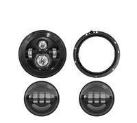XRUKGUO Faro LED Para Motocicleta Faro Delantero LED E24 DOT 7 "para V-star Para Drag Star 650 1100 Para Road 1600 1700 Para Royal 1300 45" Luces Antiniebla Que Pasan(Set 80 Black)