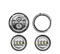 XRUKGUO Faro LED Para Motocicleta Faro Delantero LED E24 DOT 7 "para V-star Para Drag Star 650 1100 Para Road 1600 1700 Para Royal 1300 45" Luces Antiniebla Que Pasan(Set 81 Chrome)