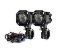 XRUKGUO Foco LED Para Motocicleta Faro Auxiliar Luz Antiniebla Para Miniproyector Lámpara Riving 6000K Haz Alto/bajo Motocicleta Faro(B set White yellow)