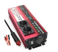 XRUKGUO Inversor Onda Pura 12 V A 220 V 4000 W Pantalla LCD Enchufe Europeo Inversor Solar Carga Rpida USB Dual para Telefonos Porttiles Y Automviles Convertidor (4000W) - 1 Unid, Negro
