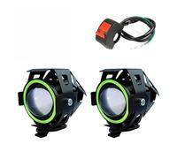 XRUKGUO Para Lámpara Eléctrica Motocicleta U7 Lente Tipo Ojos Ángel Luces Antiniebla Led Adicionales Focos Faro Auxiliar Intermitente Motocicleta Faro(2pcs Green)