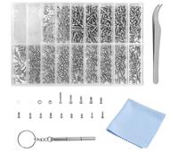 XRVRILE 1000 PCS Kit de reparación de gafas, mini tornillos con alicates, destornillador y paño, kit de reparación de gafas para todo tipo de monturas y almohadillas nasales