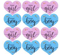 XRVRILE 120 Piezas Pegatinas Gender Reveal, Team Niño & Team Niña, Azul & Rosa, Decoración con Estrellas y Corazones Dorados, Perfectas para Gender Reveal Party & Baby Shower