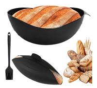 XRVRILE 2 Piezas 3 en 1 Molde para Pan de Silicona con Cepillo, 22 X 7,5 Cm Bol para Masa Cesta de Fermentación y Moldes de Silicona para Pan Todo en Uno, Antiadherente Molde Panera