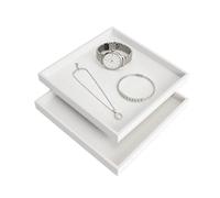 XRVRILE 2 Piezas de Madera Decorativa Bandeja pequeña, Cuadrada Bandeja pequeña 20×20 cm para el baño Sala de Estar Joyas cosméticos Organizador (Blanco)