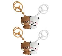 XRVRILE 4 piezas Bubu Dudu Anime llaveros set de pareja, llaveros para parejas, lindos llaveros para bolsos, mochilas y billeteras, llaveros regalo perfectos para parejas y amigos