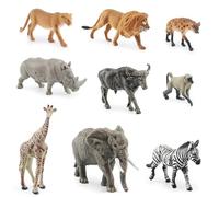 XRVRILE 9 figuras de animales salvajes de safari, mini animales del bosque, juguetes de zoo, juguetes de granja, animales de granja, figuras de animales, juguetes de animales de safari para niños