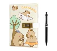 XRVRILE Diario Secreto Infantil con Candado y Código - Cuaderno Capibara A5 256 Páginas, Diario Personal para Niños y Niñas, Regalo Ideal, con Bolígrafo de Acero Inoxidable 0,5 mm