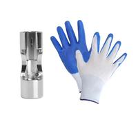 XRVRILE llave de vaso y guantes para sonda lambda, acero al cromo vanadio RV de 3/8" para termostatos, sensores de temperatura, extracción de tubos y reparación (14 mm)