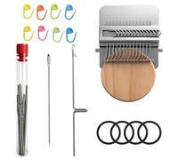 XRVRILE Mini telar de tela con 14 ganchos, telar para principiantes, herramienta de parche para calcetines, vaqueros, ropa, reparación, bricolaje, tejer, manualidades