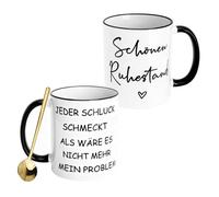 XRVRILE Regalo de jubilación para mujer, con cuchara dorada, taza de regalo de jubilación, taza de cerámica para jubilados, tazas divertidas para hombres, colegas, amigos y parejas