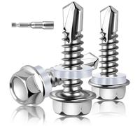 XRXYMQ 100 tornillos autorroscantes, M5,5 x 25 mm, tornillos de fontanería con arandela de sellado, tornillos autorroscantes, tornillos autorroscantes, tornillos de chapa trapezoidal de acero