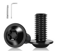 XRXYMQ 20 Piezas M6 Tornillos de Cabeza Plana Negros M6x12 mm Acero Inoxidable A2 V2A Tornillos Torx de Brida con Llave Torx y Taladro para Mantenimiento y Arquitectura